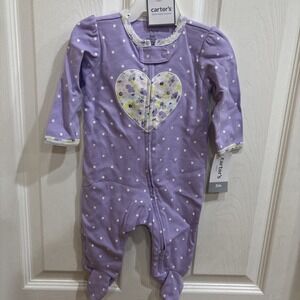 Carters Sleeper Size 3 Months (9-12.5lb)‎ - NWOT With Matching Handmade Hat